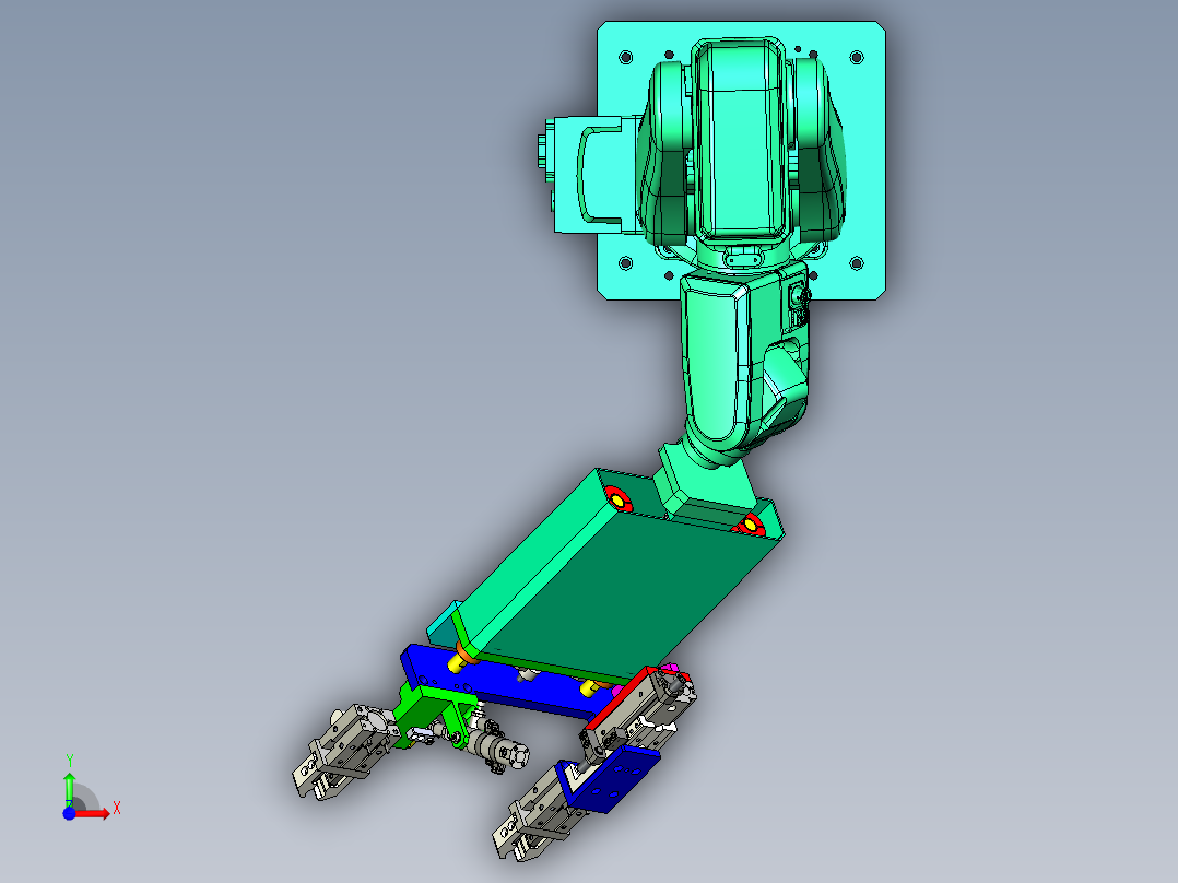 小圆环自动抓取搬运的机械手前视图