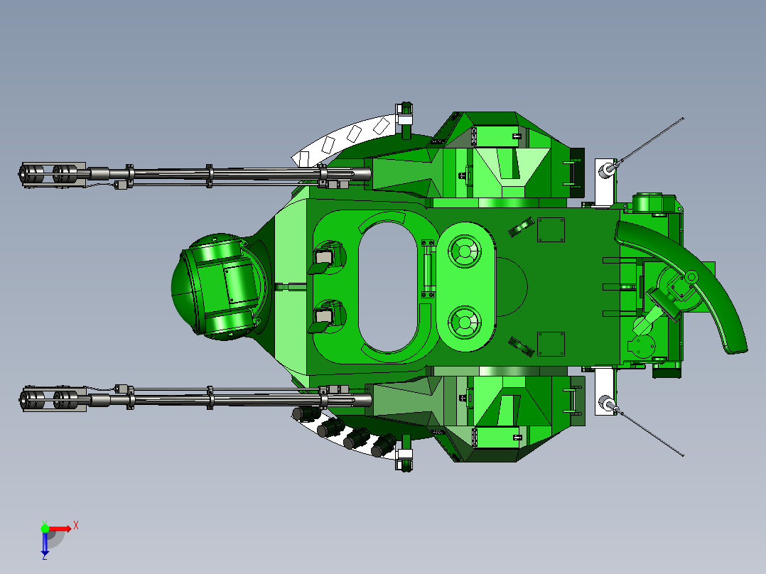 自行高炮炮塔俯视图