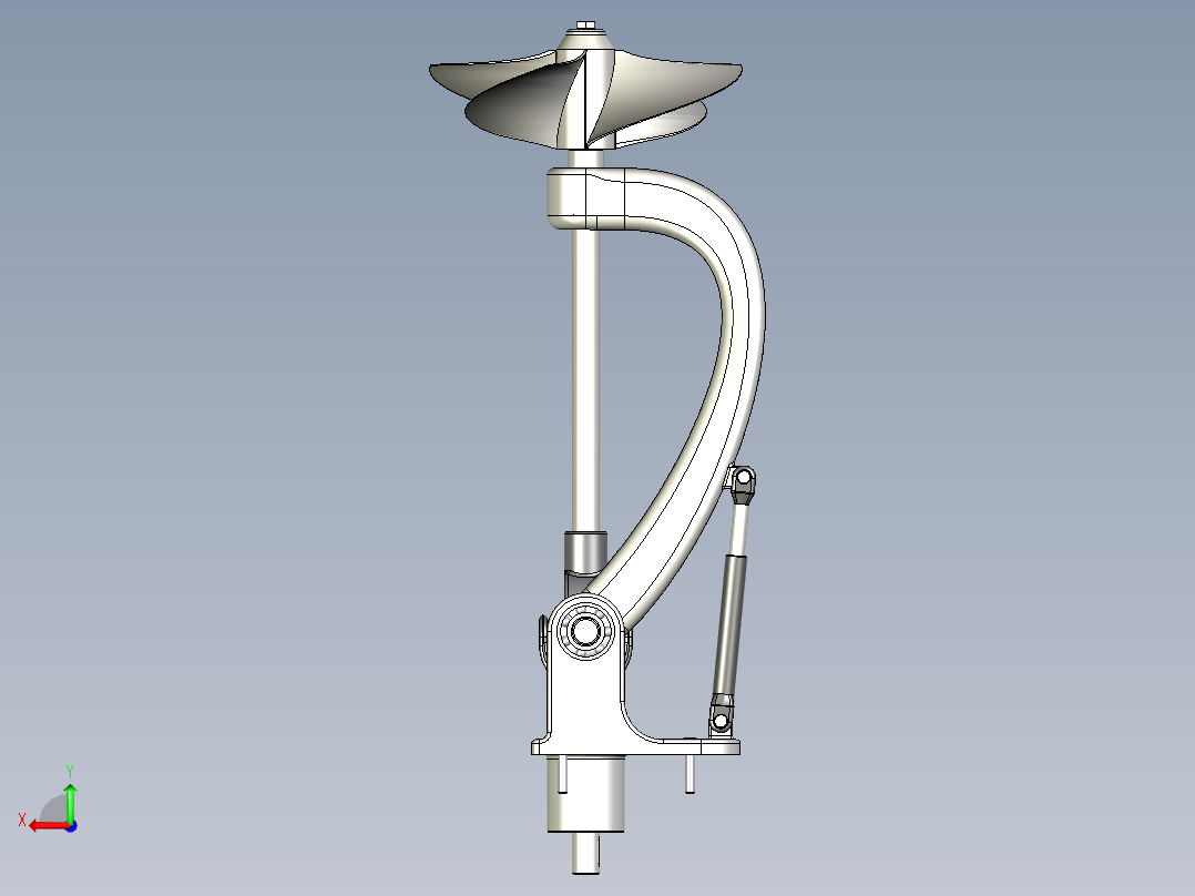 船舶推进机构3D图纸 艉机三维建模 STEP格式后视图