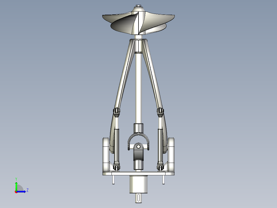 船舶推进机构3D图纸 艉机三维建模 STEP格式左视图
