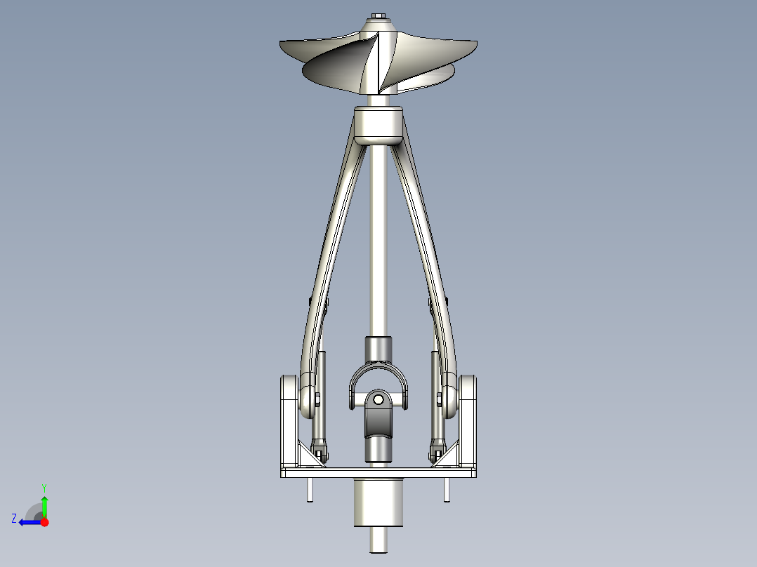 船舶推进机构3D图纸 艉机三维建模 STEP格式右视图
