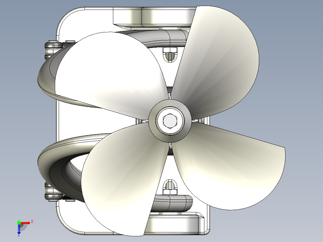 船舶推进机构3D图纸 艉机三维建模 STEP格式俯视图
