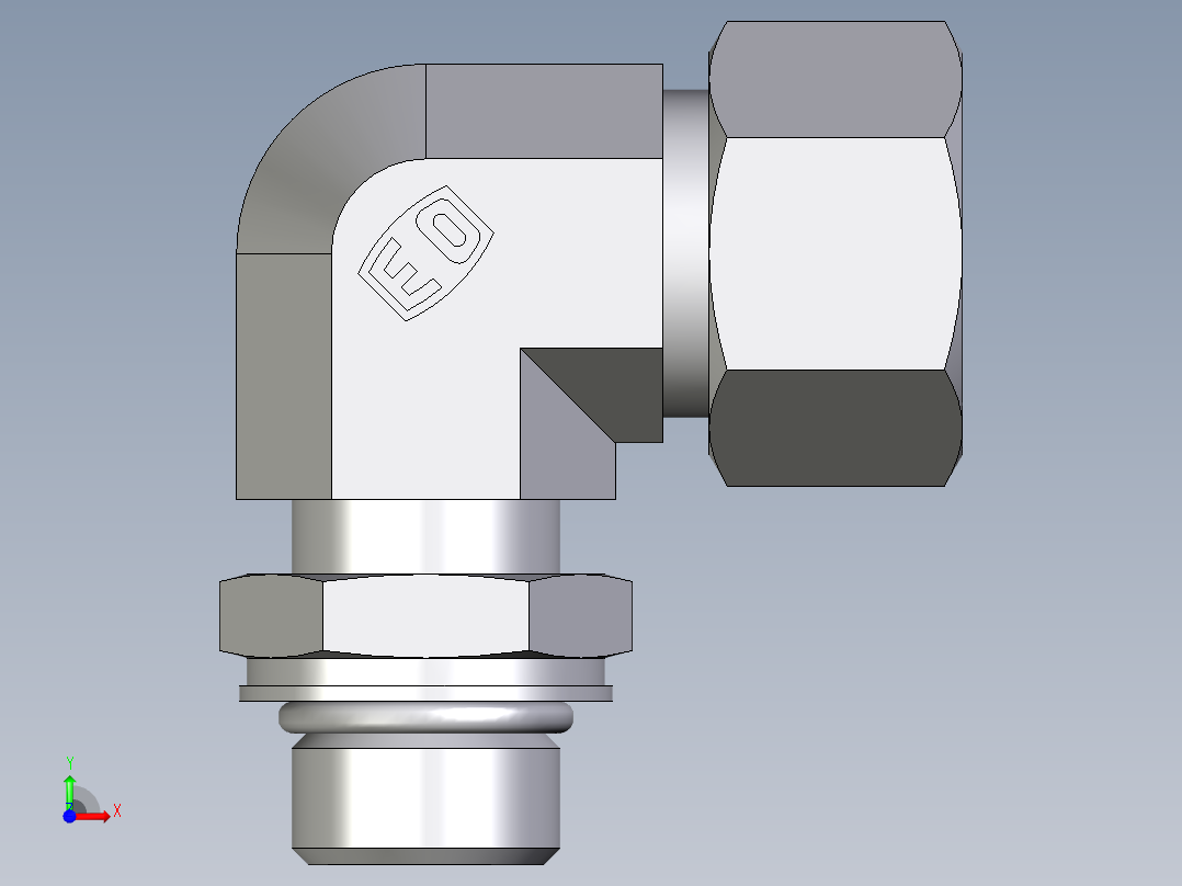 卡套式工业通用硬管接头EO_Adjustable_Locknut_elbow_WEE15LMORCF前视图