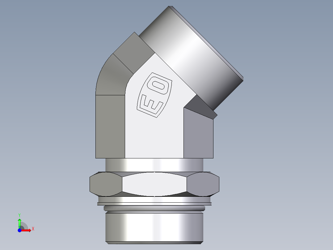 卡套式工业通用硬管接头EO_Adjustable_locknut_45_deg_elbow_VEE38SMOROMDCF前视图