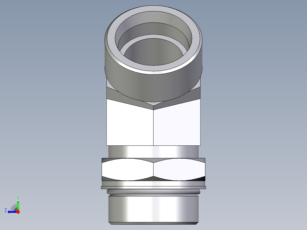 卡套式工业通用硬管接头EO_Adjustable_locknut_45_deg_elbow_VEE38SMOROMDCF右视图