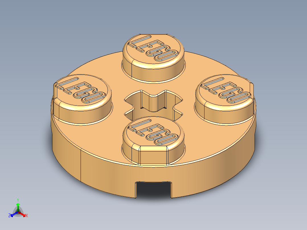 乐高零件 4032 板 2 x 2 圆形-4032 Warm Yellowish Orange Plate 2 x 2 Round.STEP主视图