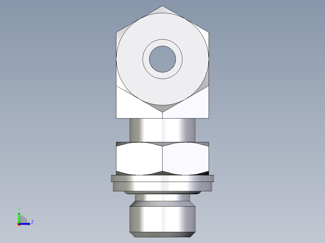 卡套式工业通用硬管接头EO_Adjustable_locknut_branch_tee_TEE06LMCF左视图