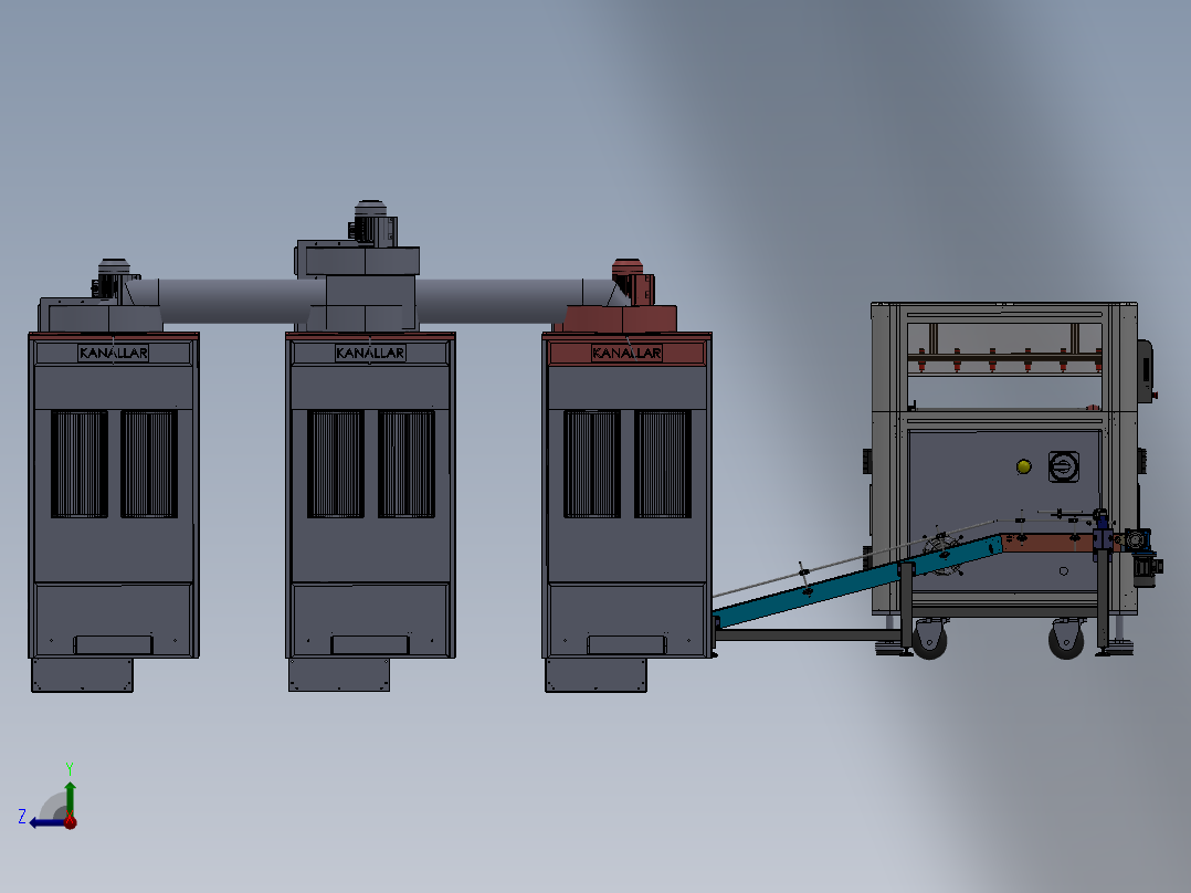 智能自动烘干产线设备右视图