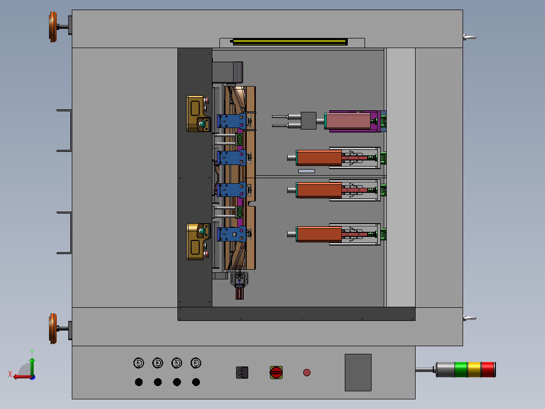 四头超声波焊接设备 机械素材3D图纸自动化设备三维模型后视图