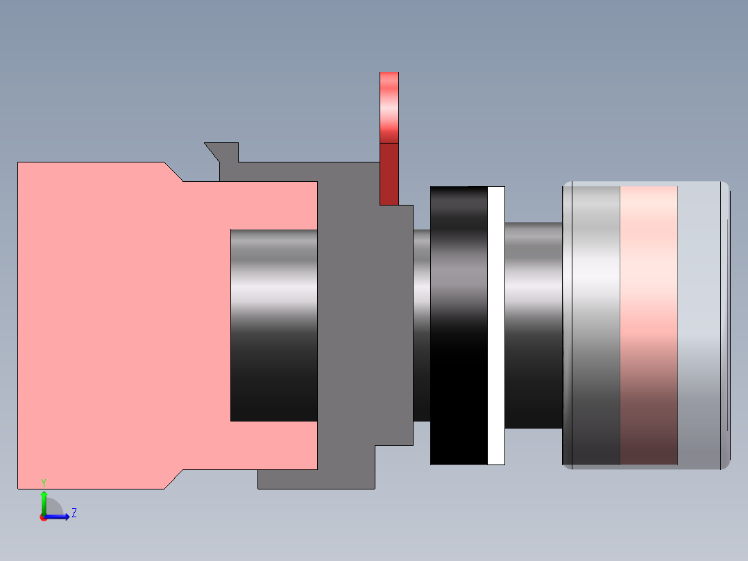自复位按钮（带灯）YW1L-MF2E10Q4R（24V红）左视图