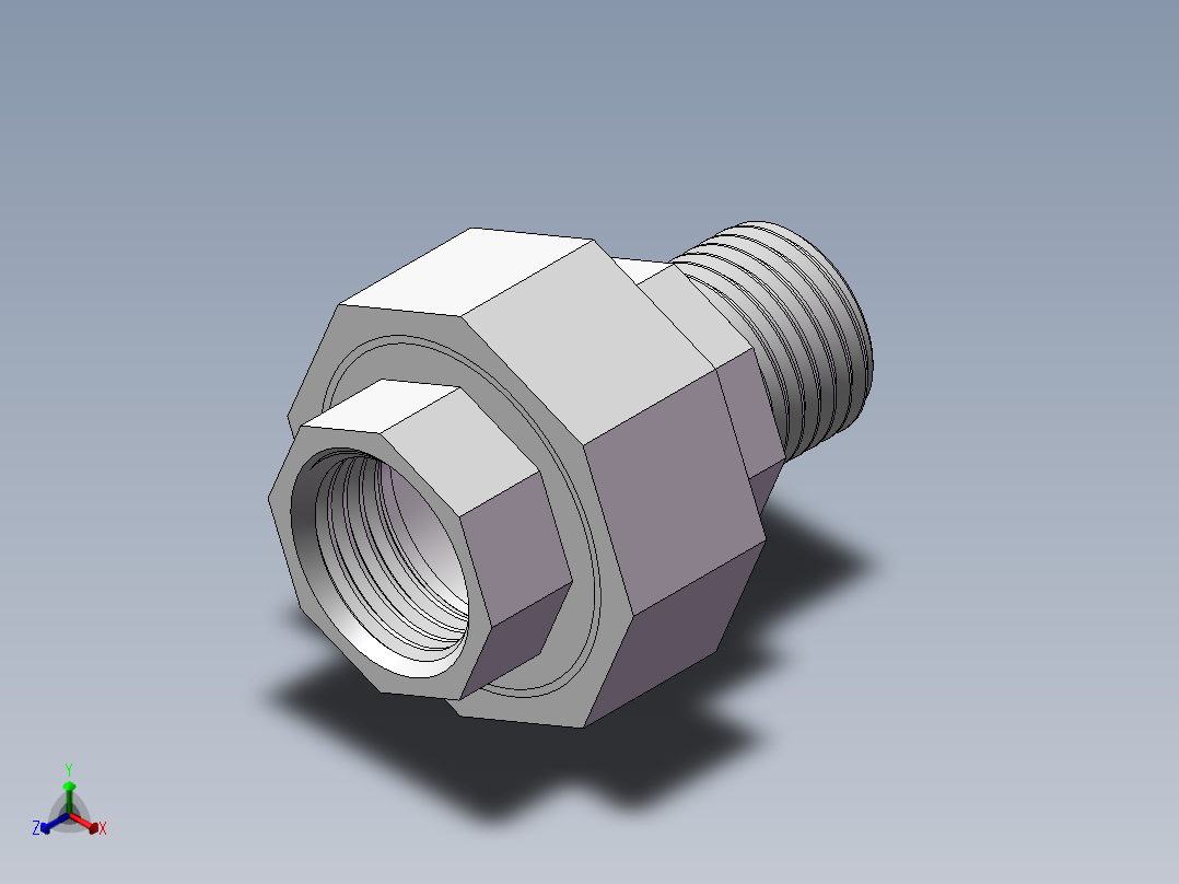 活接-等径内外丝直通 DN15正等轴测图