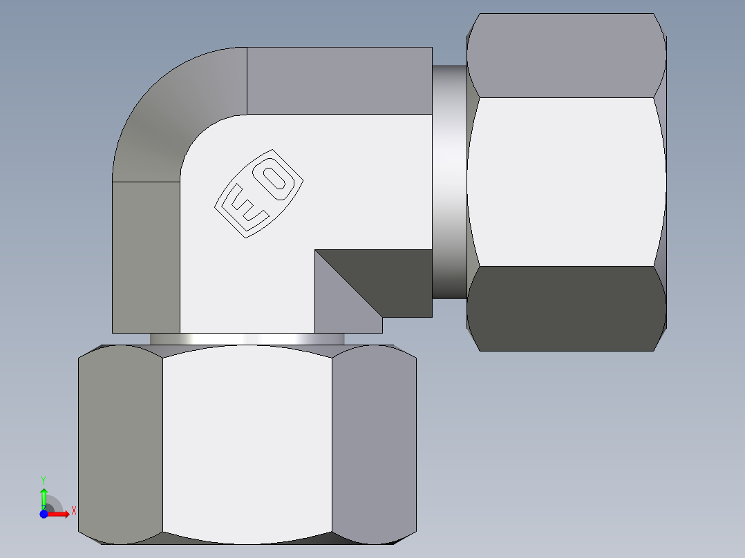 卡套式工业通用硬管接头EO_Swivel_nut_elbow_EW16S71前视图