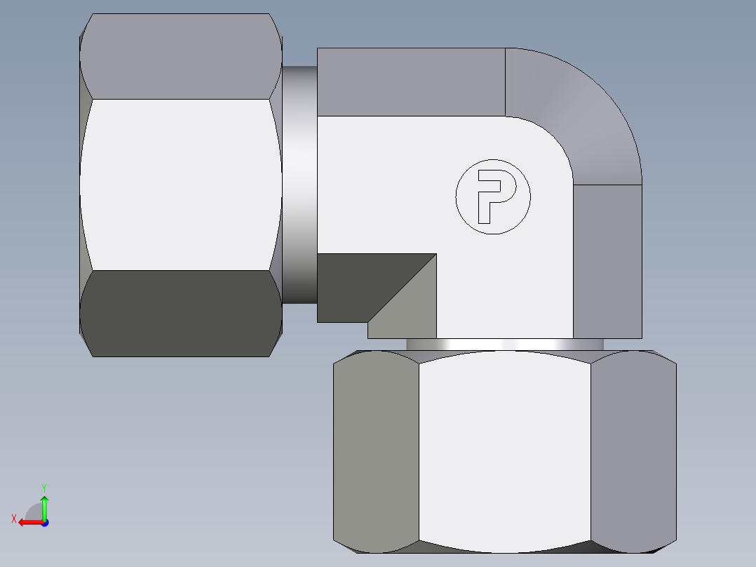 卡套式工业通用硬管接头EO_Swivel_nut_elbow_EW16S71后视图