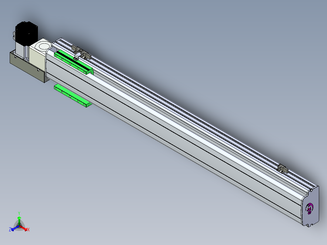 同步带滑台-半封闭B13H-L45-S850-L-P40-D3正等轴测图