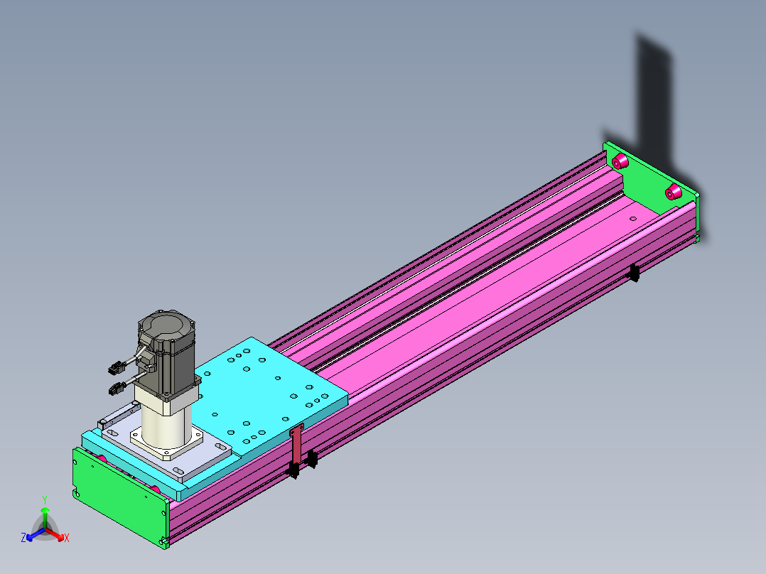 东锦齿条传动DH210G-L167-S750-BU-减速机+P750W正等轴测图