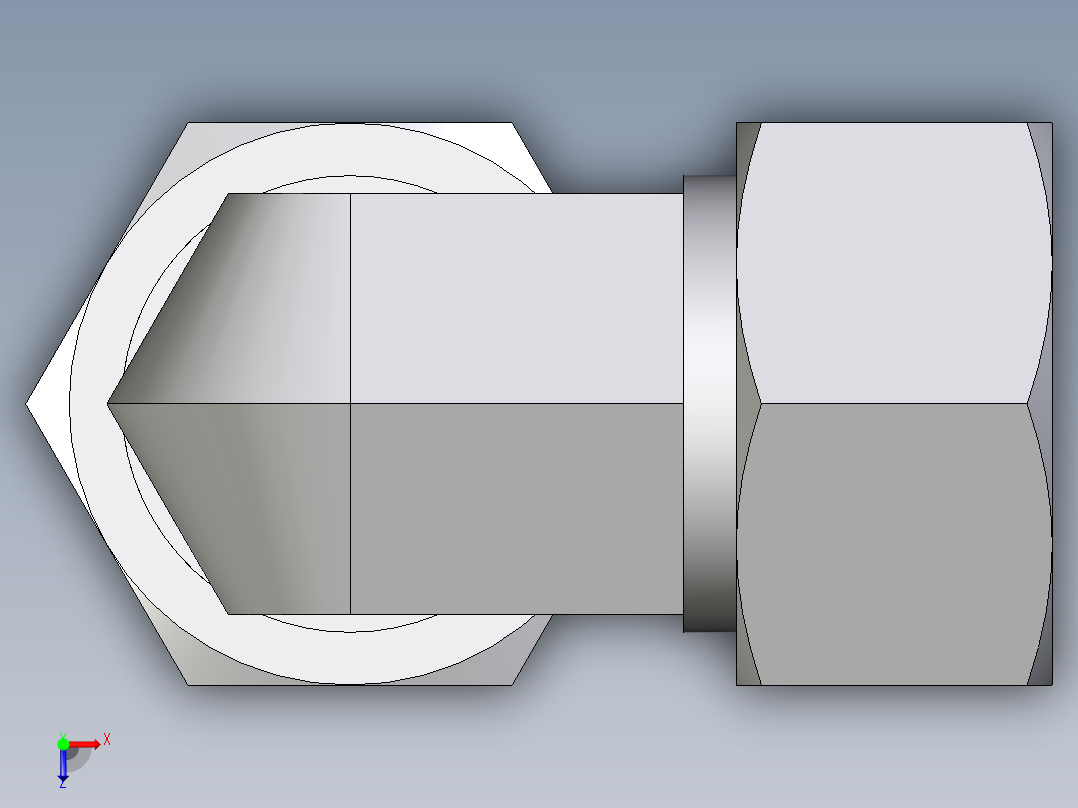 卡套式工业通用硬管接头EO_Union_elbow_W18LCF俯视图