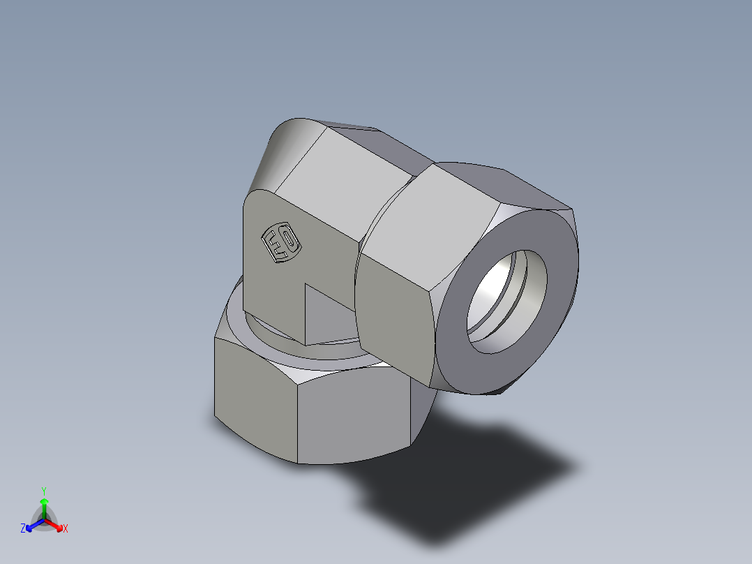 卡套式工业通用硬管接头EO_Union_elbow_W18LCF正等轴测图