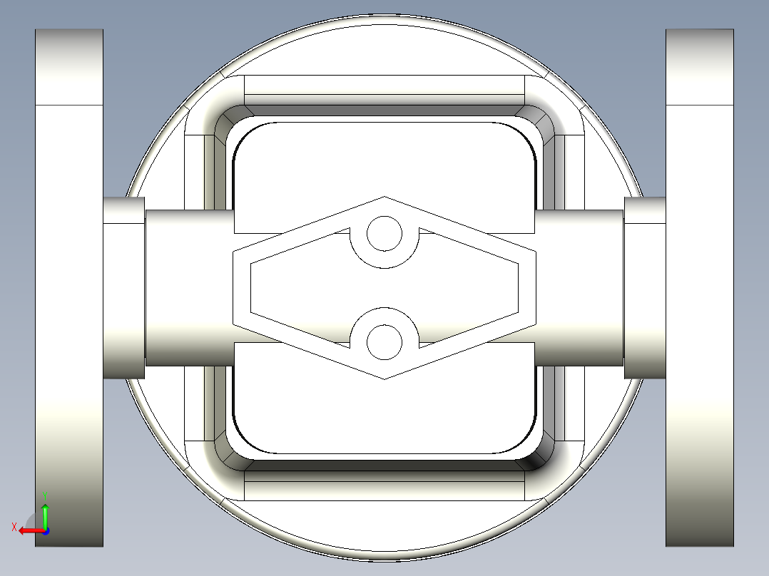 8DKMOAFCP NO-DA 气动隔膜阀、常开型双作用，固定法兰，钻孔ANSI B16.5条款150 # FF。面对面根据EN 558-1 PVDF后视图