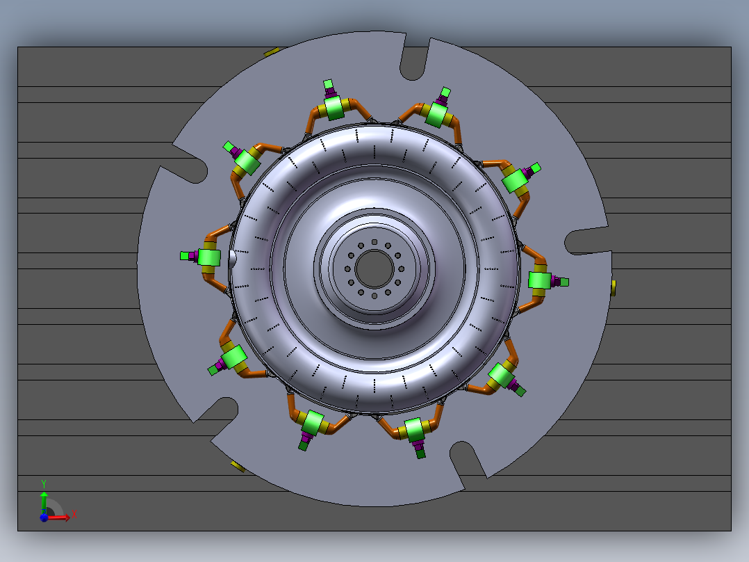 三工步吸盘机匣夹具前视图