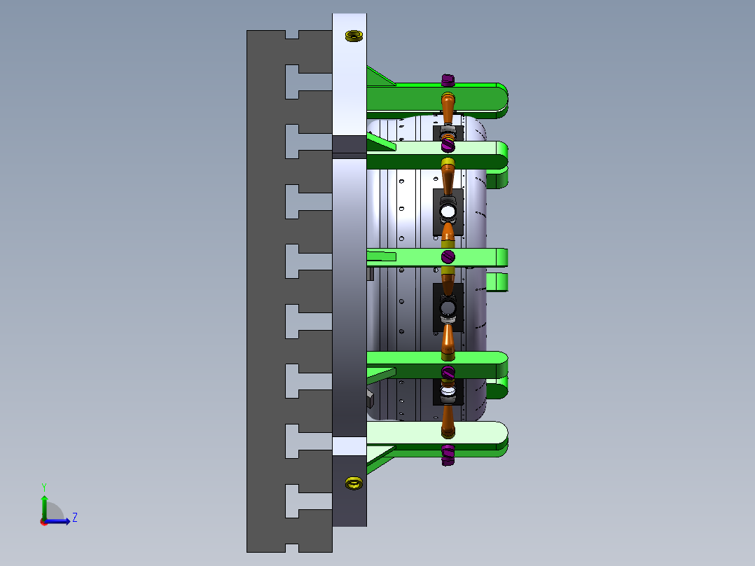 三工步吸盘机匣夹具左视图