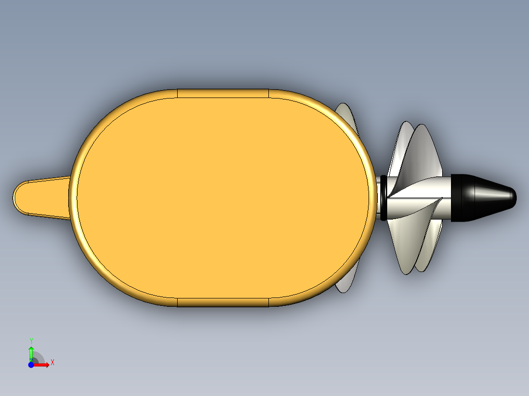 Volvo Penta IPS推进系统3D图纸（简易版） 船舶艉机三维建模前视图
