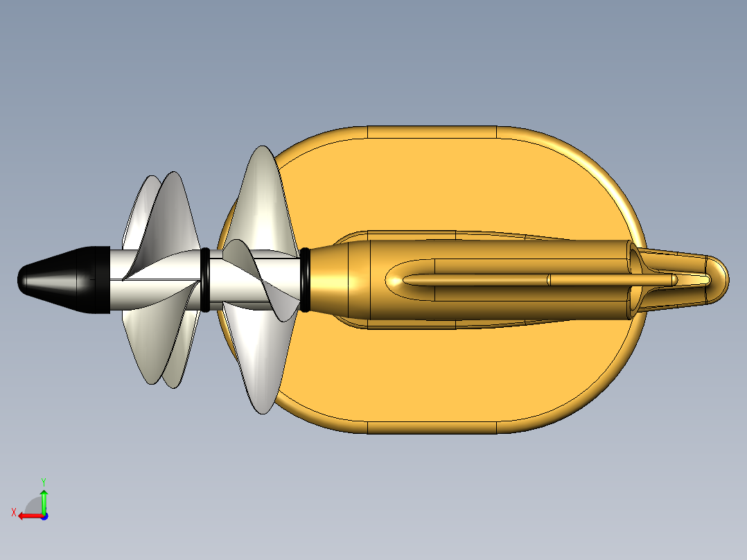 Volvo Penta IPS推进系统3D图纸（简易版） 船舶艉机三维建模后视图