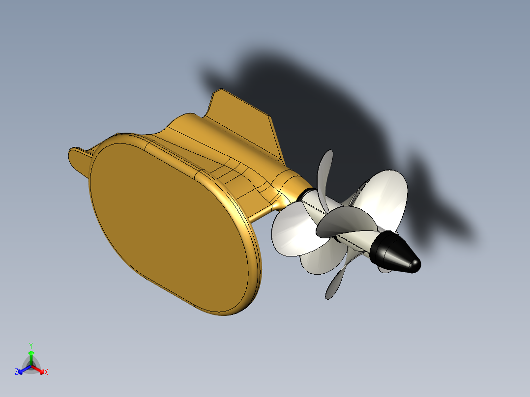Volvo Penta IPS推进系统3D图纸（简易版） 船舶艉机三维建模正等轴测图