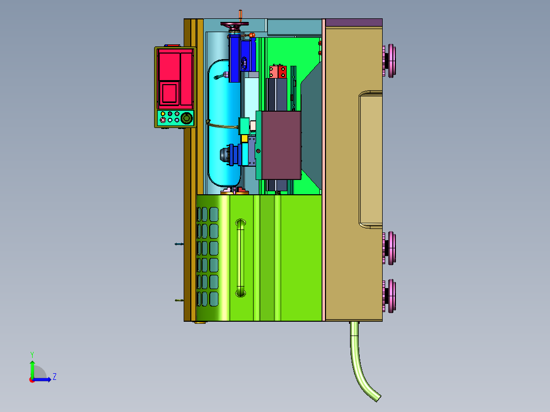 数控平轨4工位电动刀架车床左视图