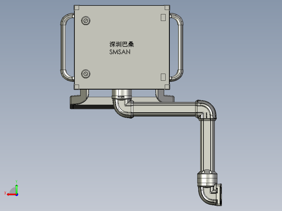 悬臂控制操控箱键盘支架-I1-垂直墙座-转角-90度转角-250-300后视图
