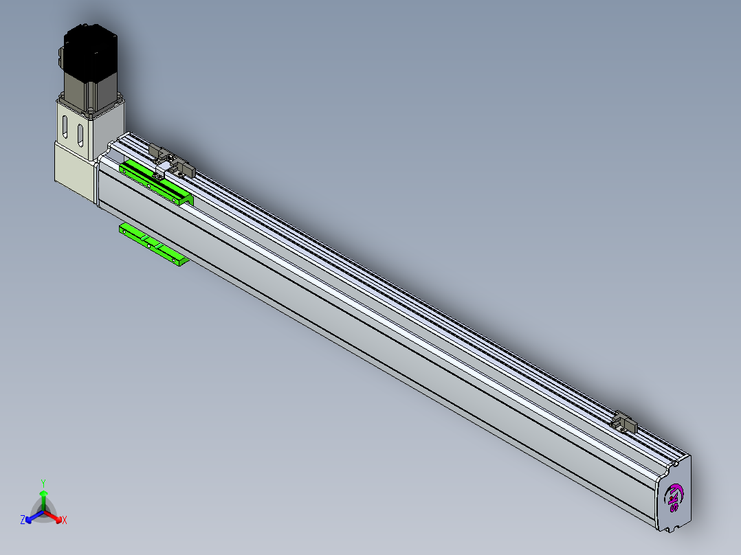 同步带滑台-半封闭B10-L90-S800-R-P40-D3正等轴测图