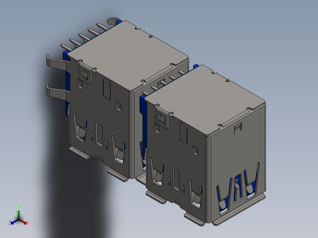四个usb3.0接口正等轴测图