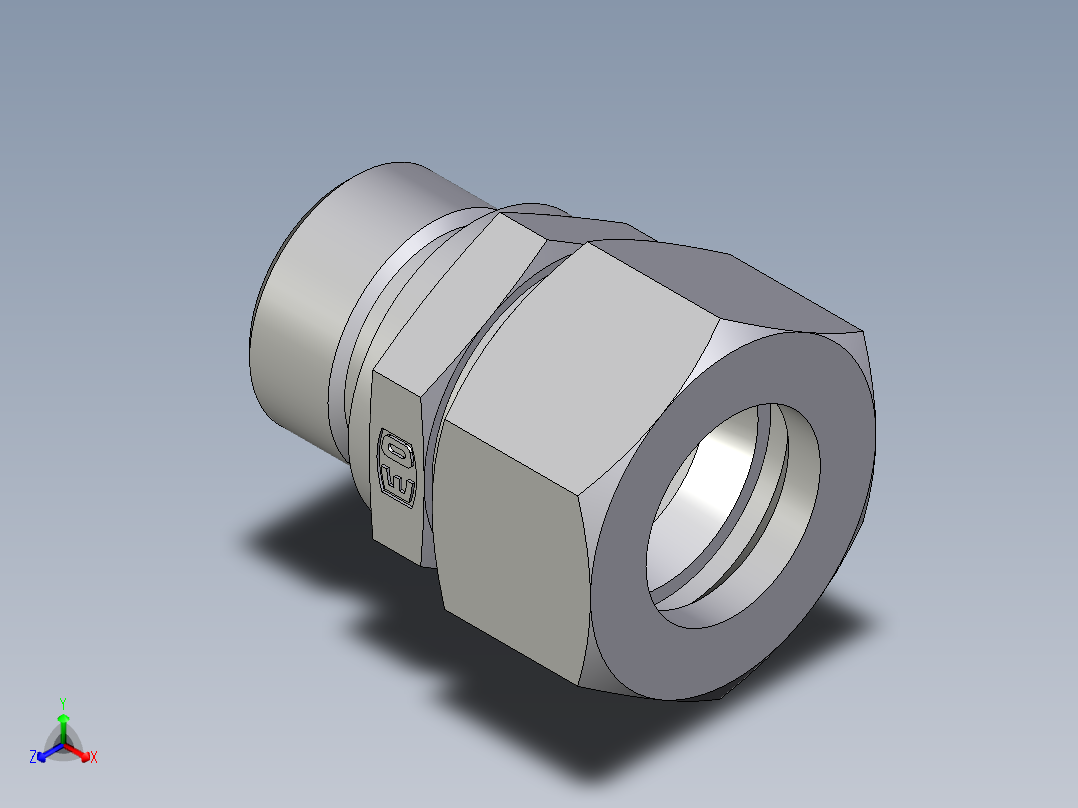 卡套式工业通用硬管接头EO_Male_Stud_connector_GE22LRCF正等轴测图