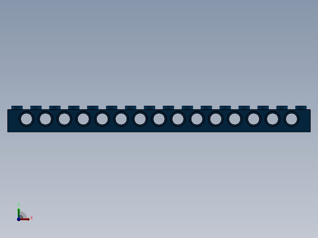 乐高机械组积木（横梁）-370323 Bright Blue Technic Brick 1 x 16 with Holes前视图