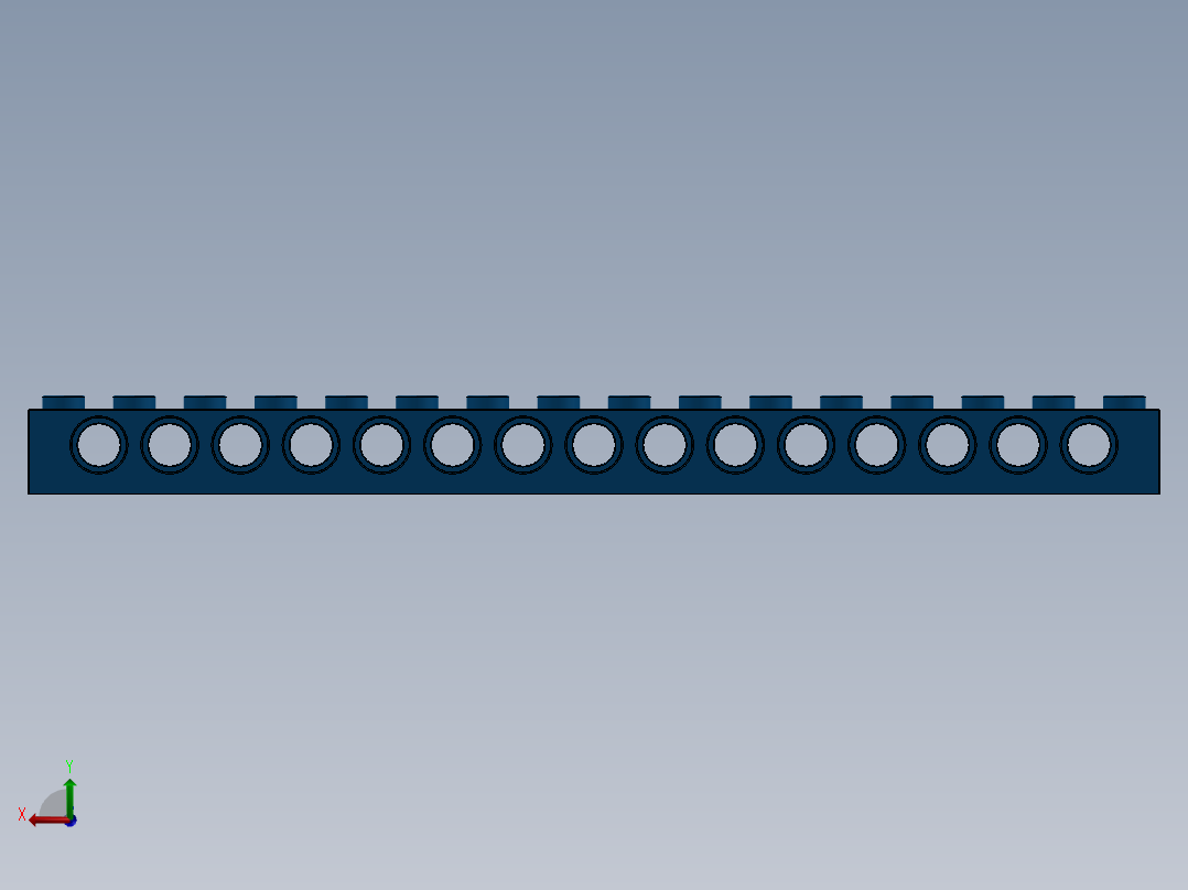 乐高机械组积木（横梁）-370323 Bright Blue Technic Brick 1 x 16 with Holes后视图