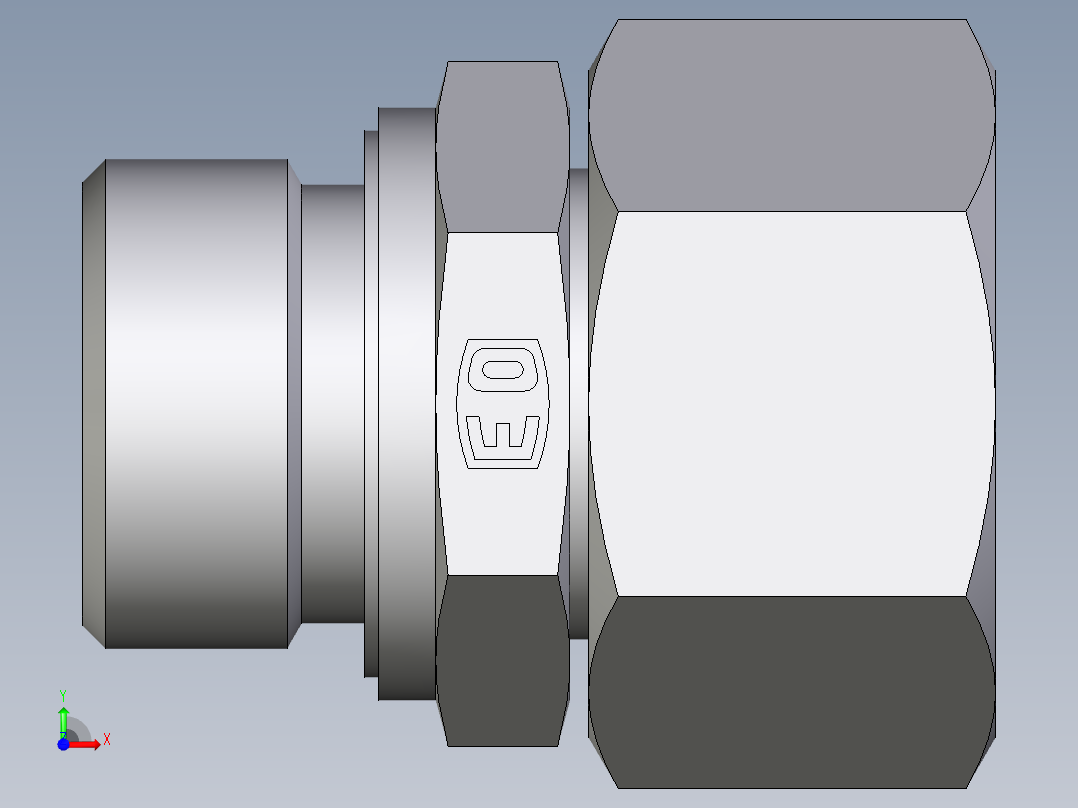 卡套式工业通用硬管接头EO_Swivel_connector_EGE22LREDCF前视图