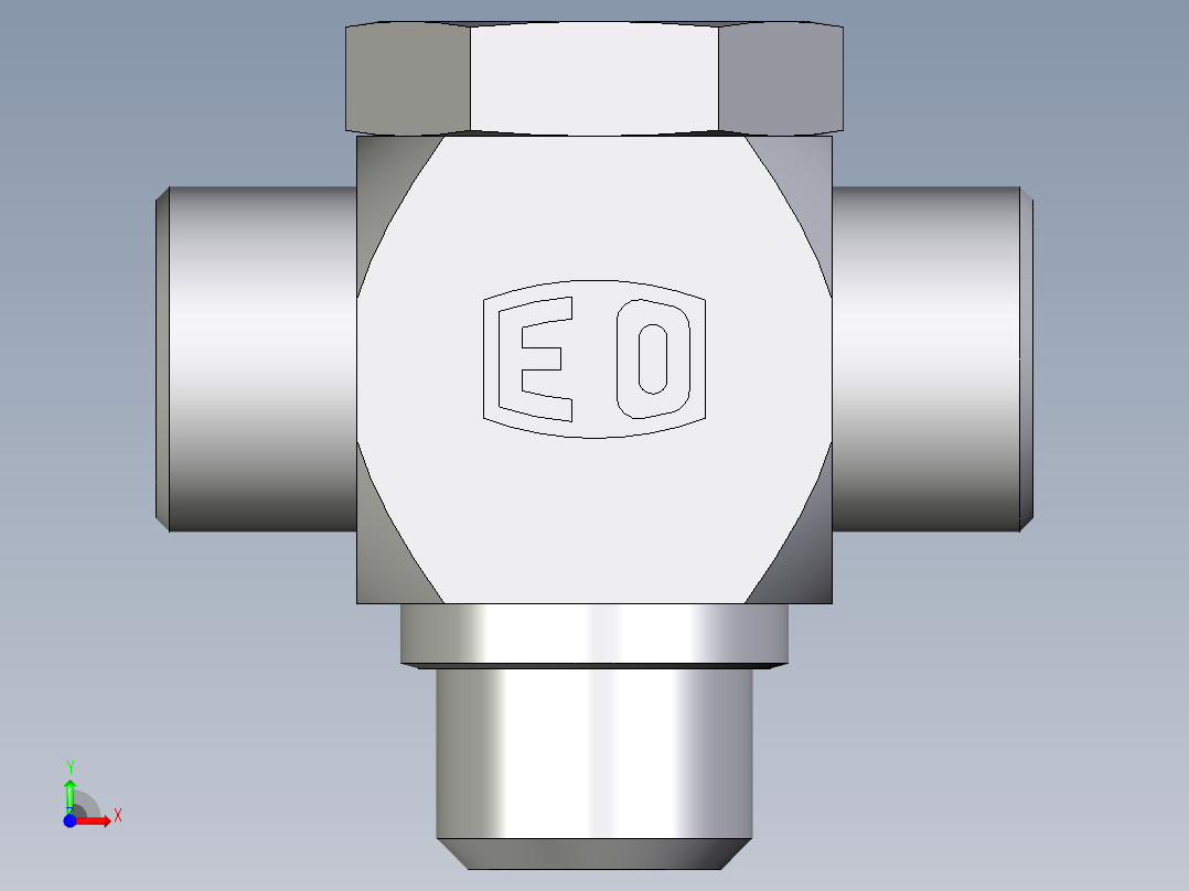 卡套式工业通用硬管接头EO_High_pressure_banjo_tee_TH16SMOMD71前视图