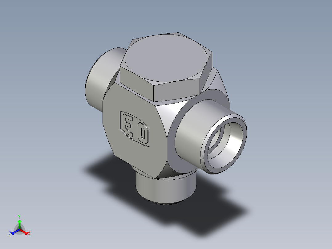 卡套式工业通用硬管接头EO_High_pressure_banjo_tee_TH16SMOMD71正等轴测图