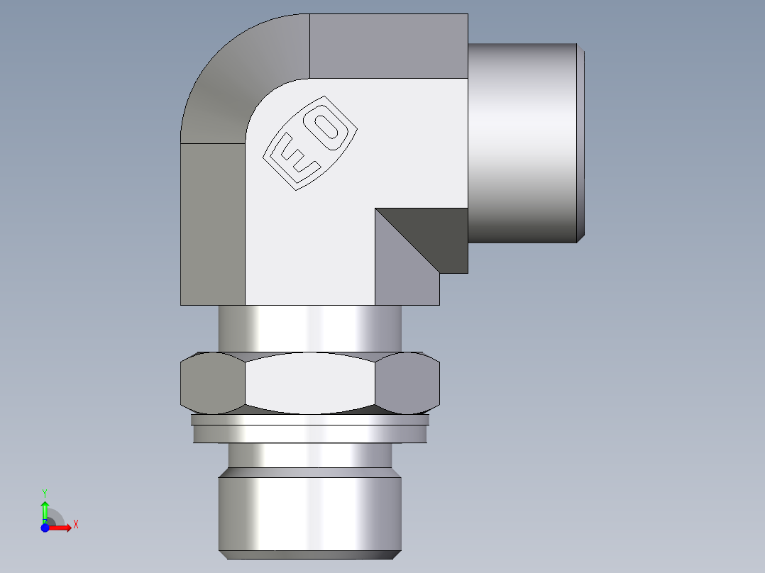 卡套式工业通用硬管接头EO_Adjustable_Locknut_elbow_WEE16SMOMDCF前视图