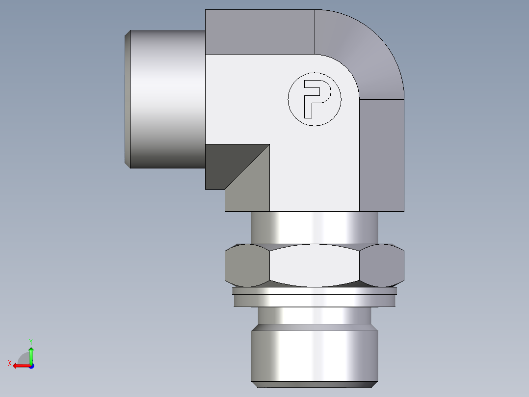 卡套式工业通用硬管接头EO_Adjustable_Locknut_elbow_WEE16SMOMDCF后视图