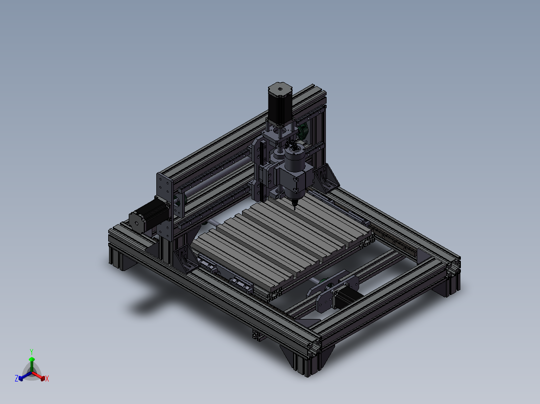 500x500x100mm雕刻机正等轴测图