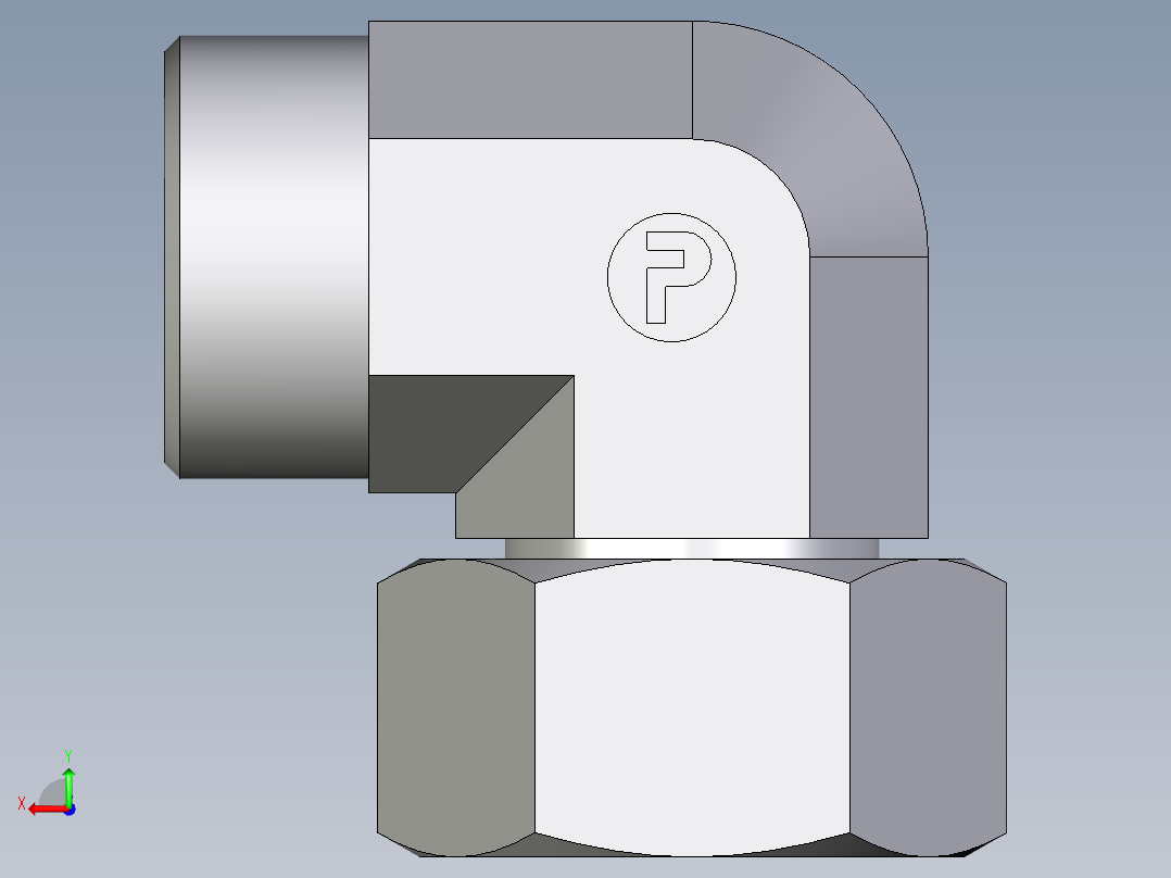 卡套式工业通用硬管接头EO_Swivel_nut_elbow_EW18LOMD71后视图
