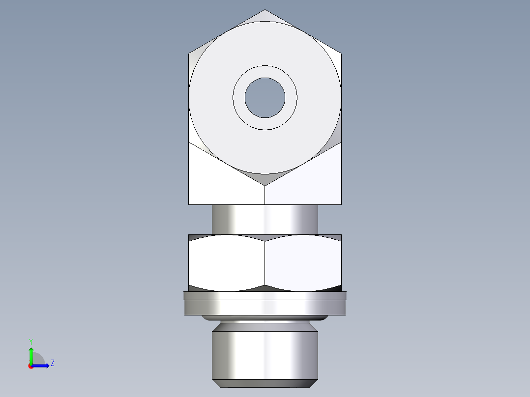 卡套式工业通用硬管接头EO_Adjustable_locknut_branch_tee_TEE08ZSRCF左视图