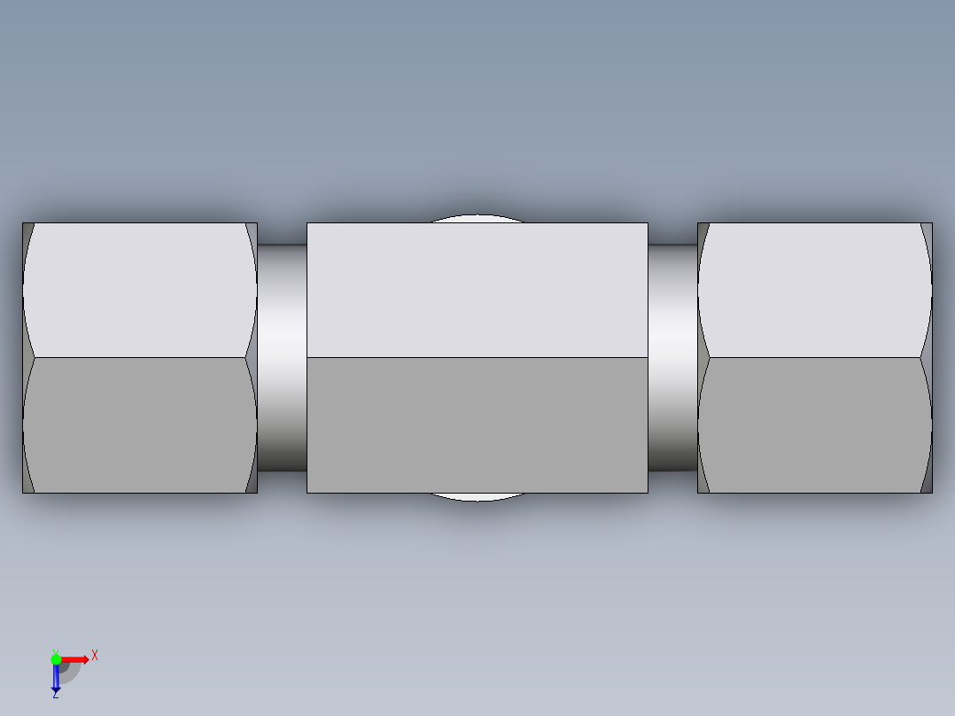 卡套式工业通用硬管接头EO_Adjustable_locknut_branch_tee_TEE08ZSRCF俯视图