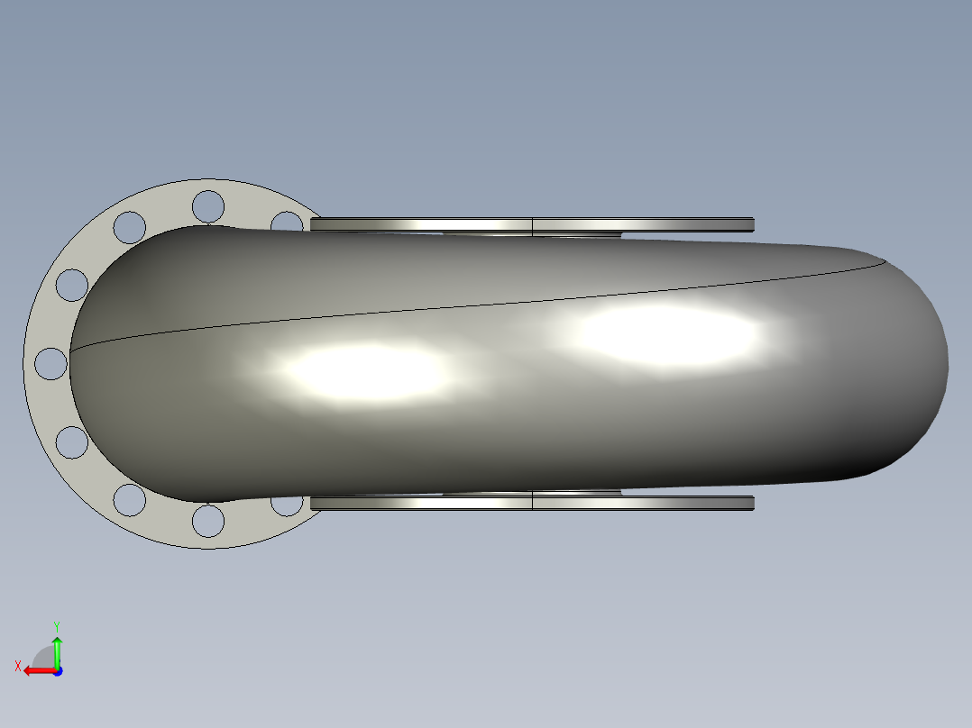 混流式水轮机后视图