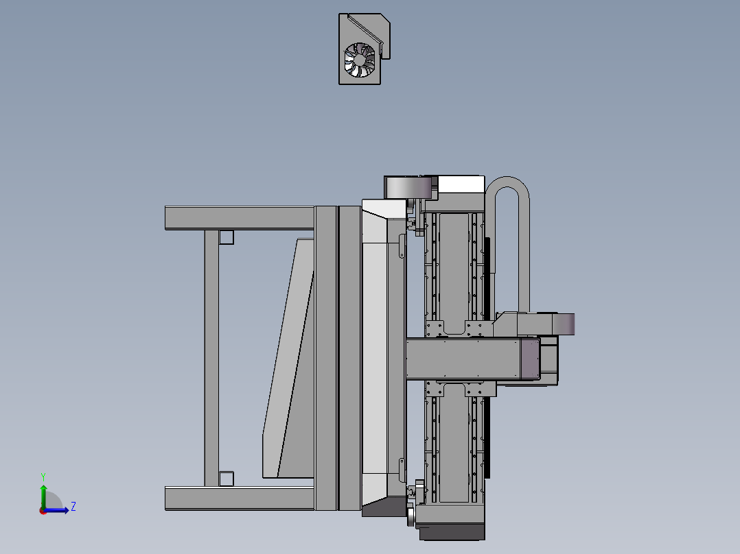 中型的数控铣床设计模型左视图