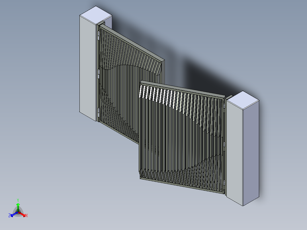 大门(1)正等轴测图