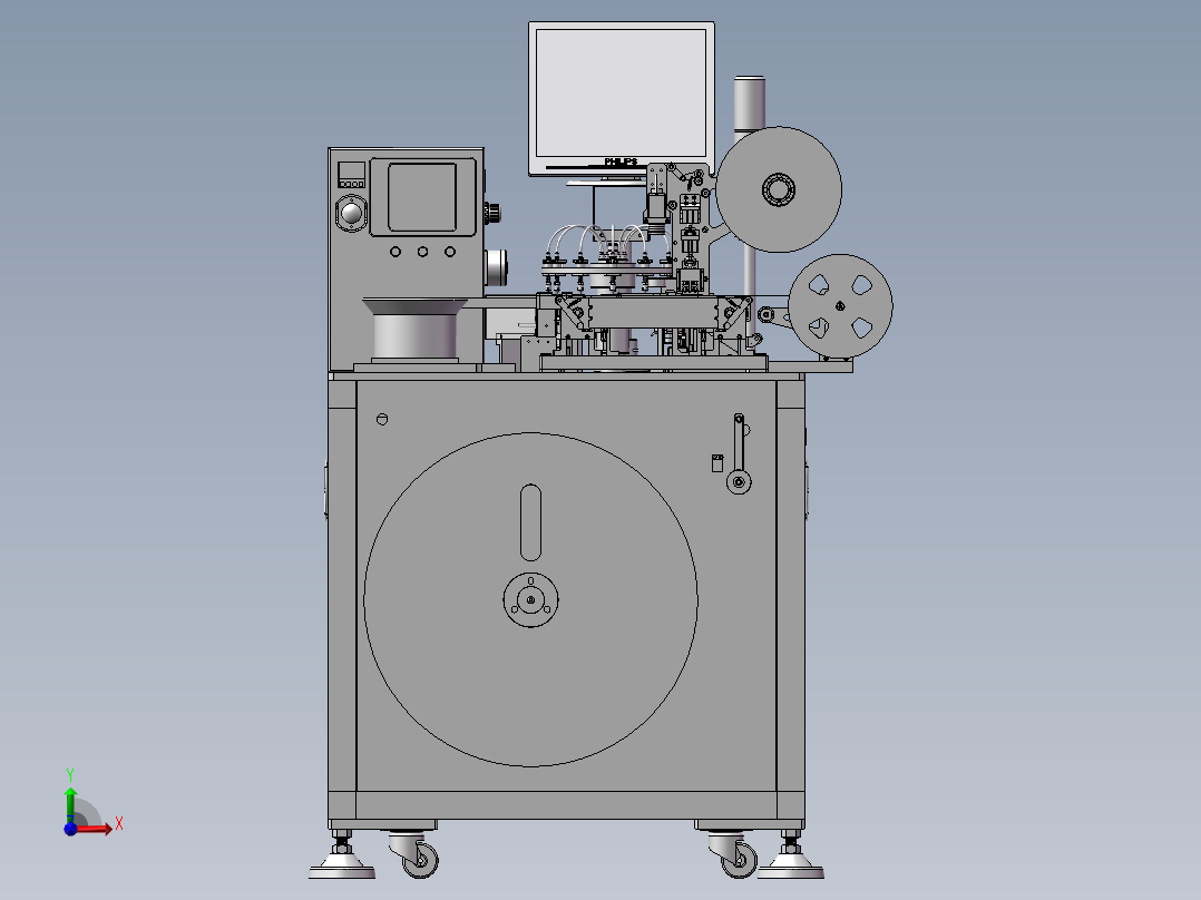 SMT热封压包装机编带机 3D图纸 机械设备非标自动化3D模型 模型前视图