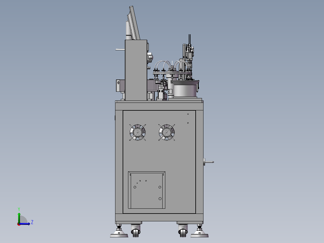 SMT热封压包装机编带机 3D图纸 机械设备非标自动化3D模型 模型左视图