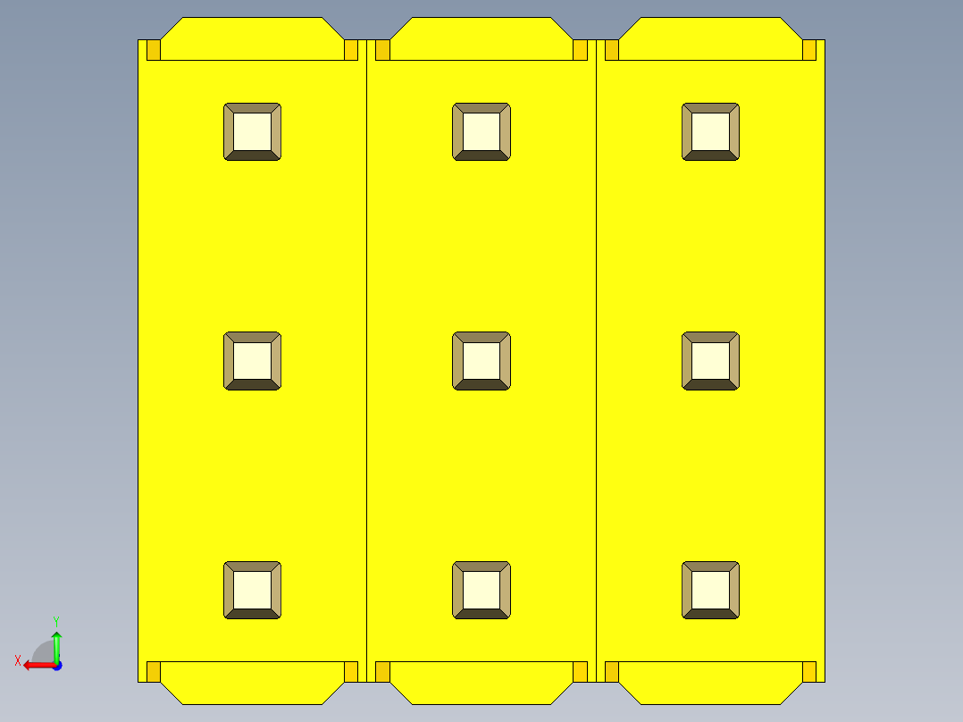 彩色公头100mil（2.54mm）系列-DS1021_yellow_3x03p_100mil_Type1_rev1.0后视图