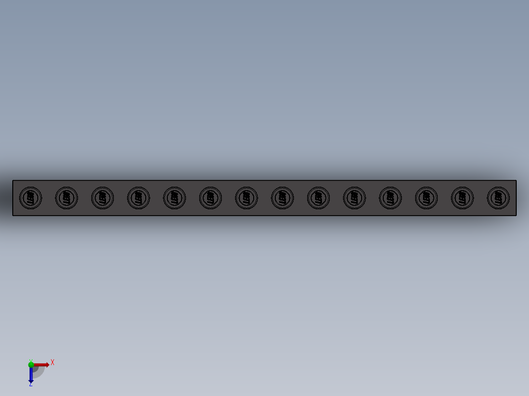 乐高机械组积木（横梁）-4211137 - 32018 Dark Stone Grey Technic Brick 1 x 14 with Holes俯视图